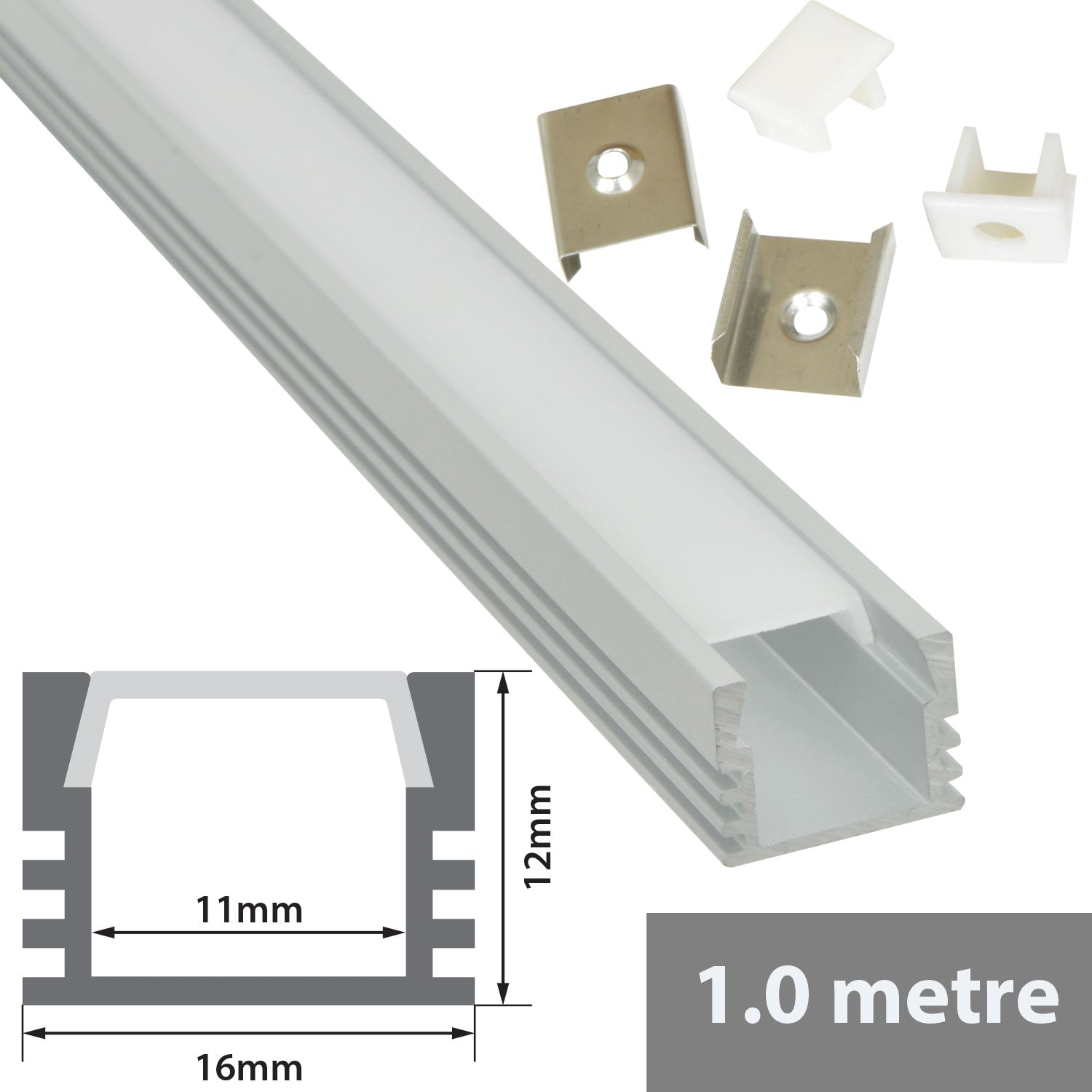 LYYT Aluminium LED Tape Profile Deep Section 1m - view 2