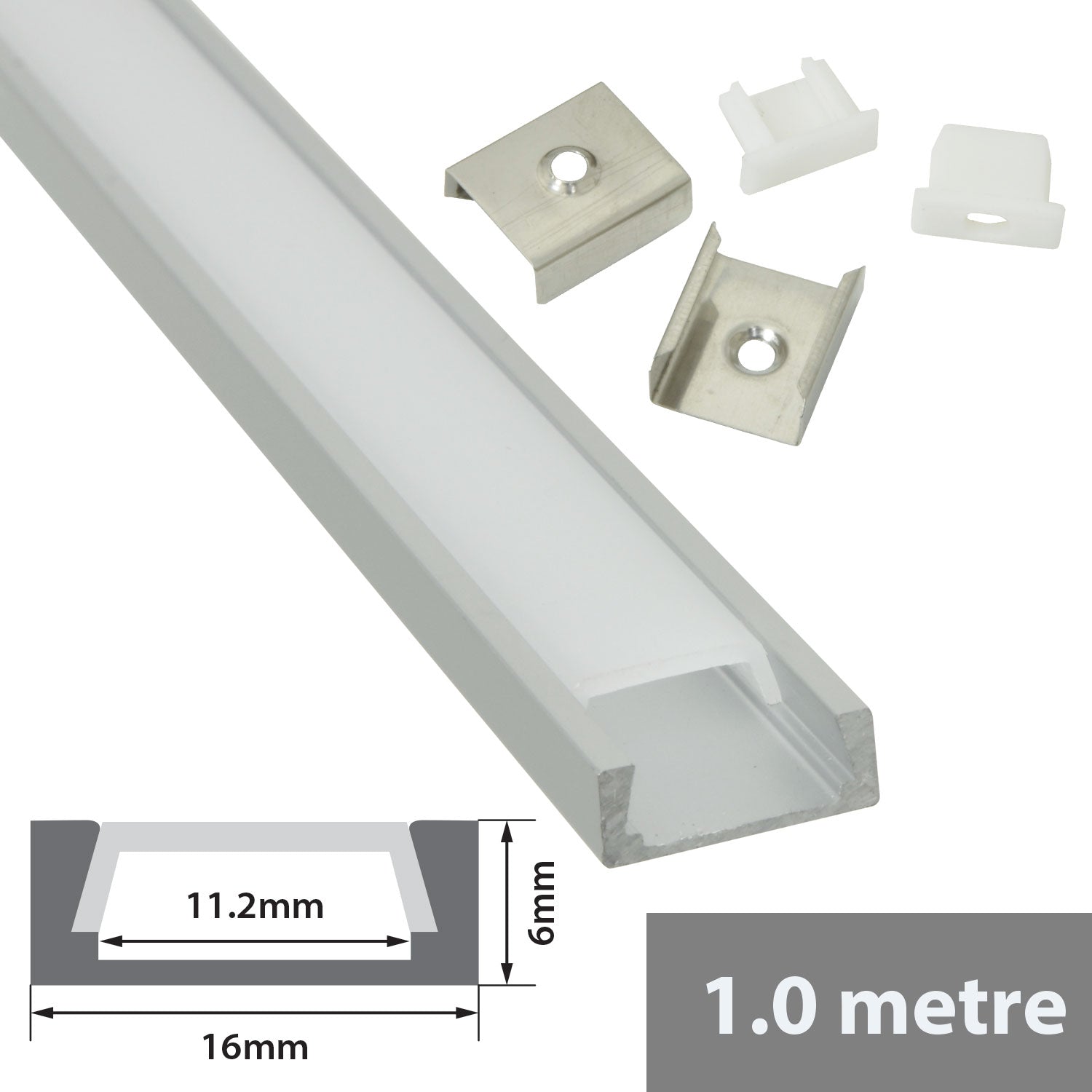 LYYT Aluminium LED Tape Profile Shallow Section 1m - view 3