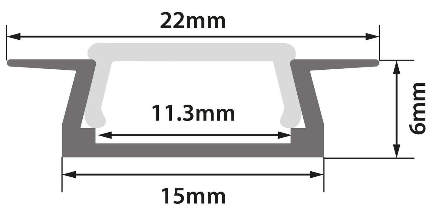 LYYT Aluminium LED Tape Profile Recess 1m
