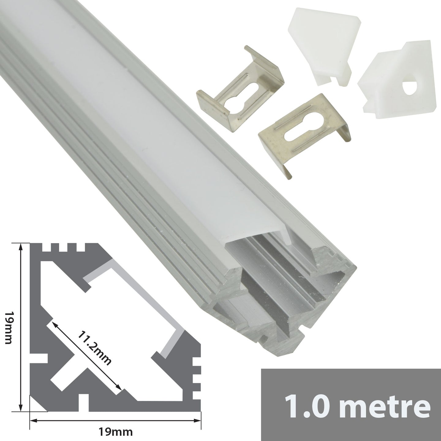 LYYT Aluminium LED Tape Profile 45° Angle 1m Translucent - view 3