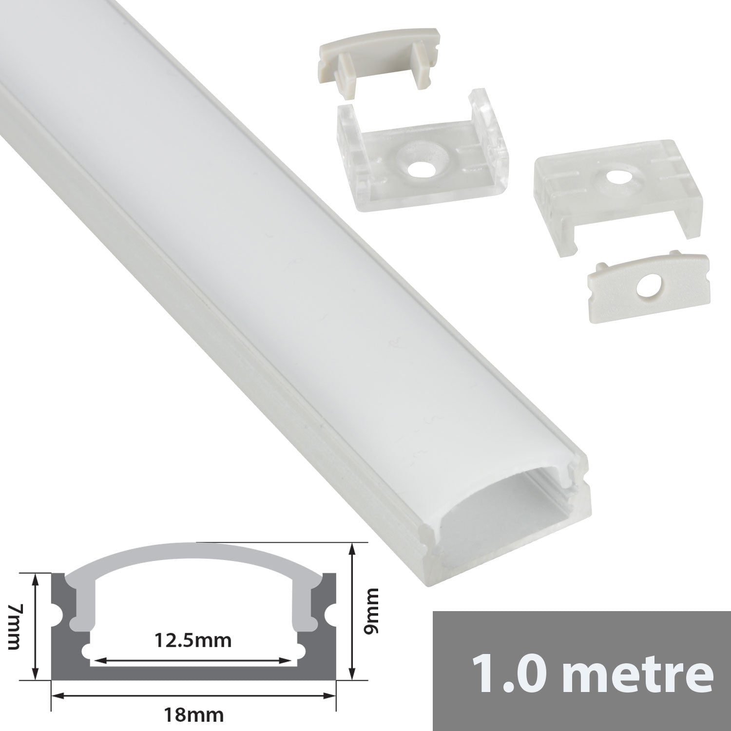 LYYT Aluminium LED Tape Profile Short Crown 1m Frosted - view 2