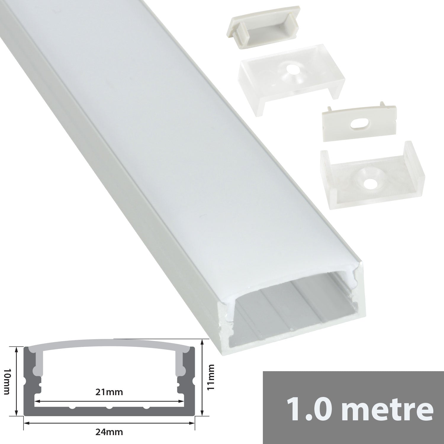 LYYT Aluminium LED Tape Profile Wide Crown 1m Frosted - view 2