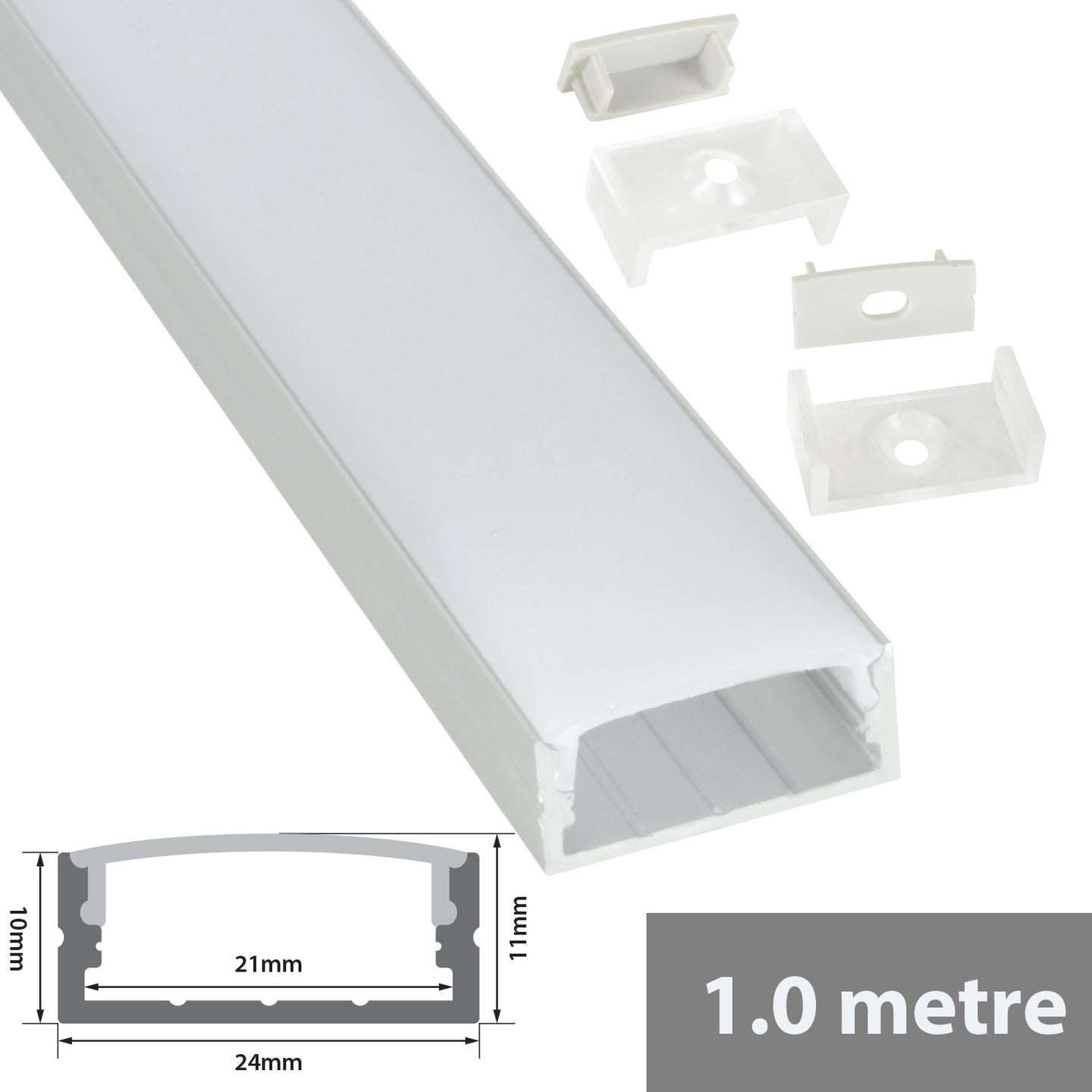LYYT Aluminium LED Tape Profile Wide Crown 1m Frosted - view 2