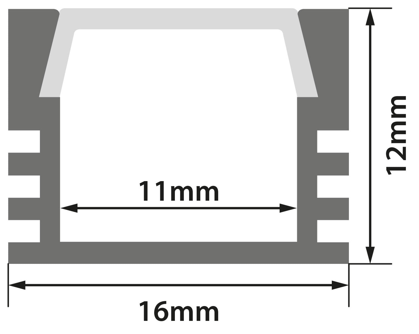 LYYT Aluminium LED Tape Profile Deep Section 2m