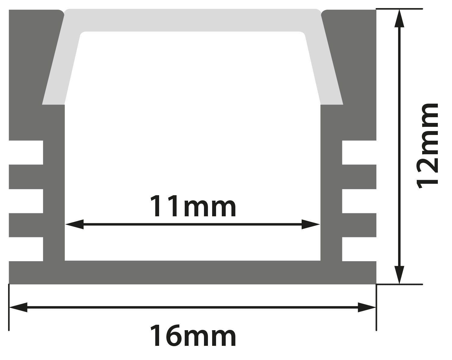 LYYT Aluminium LED Tape Profile Deep Section 2m