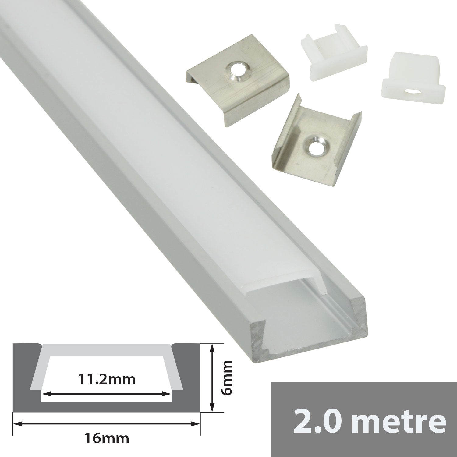 LYYT Aluminium LED Tape Profile Shallow Section 2m - view 8