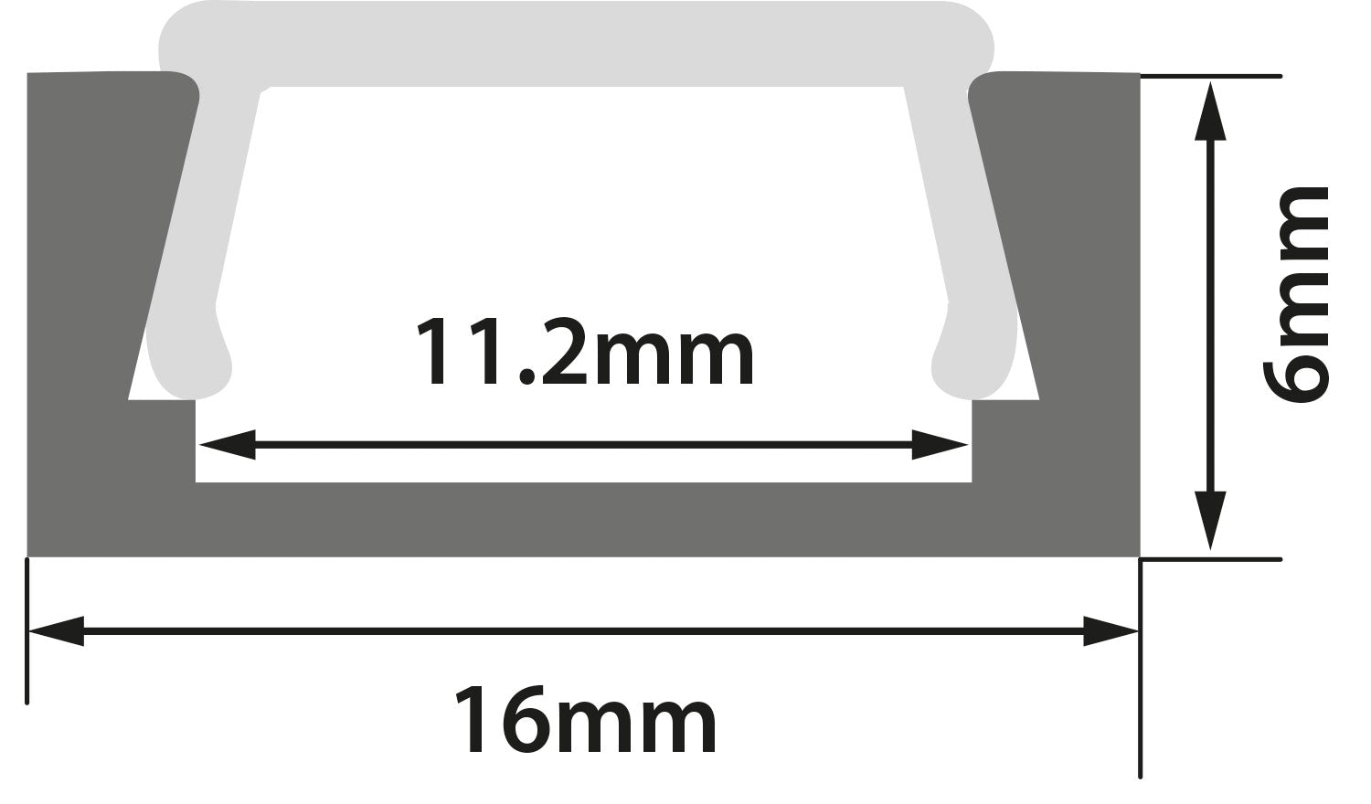 LYYT Aluminium LED Tape Profile Shallow Section 2m