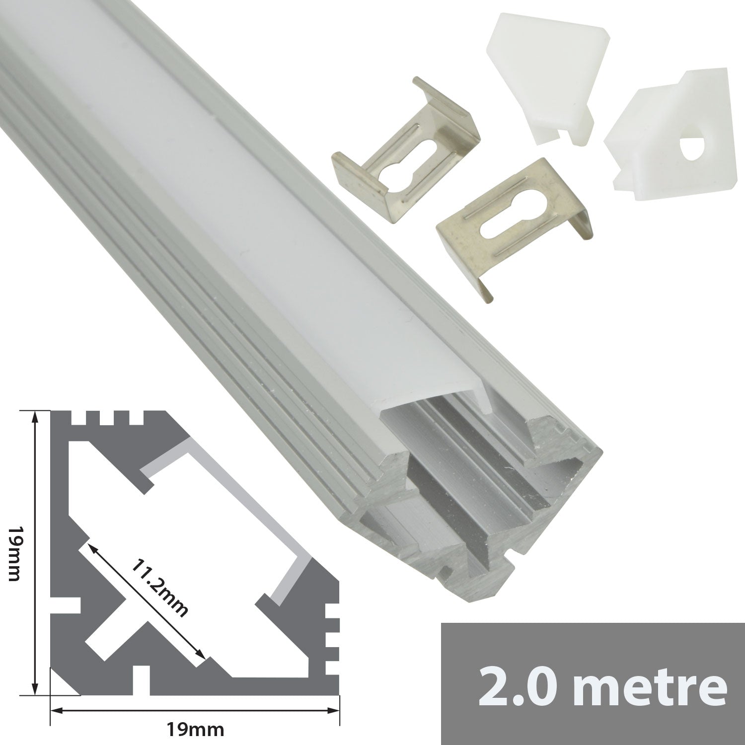 LYYT Aluminium LED Tape Profile 45° Angle 2m Translucent - view 8