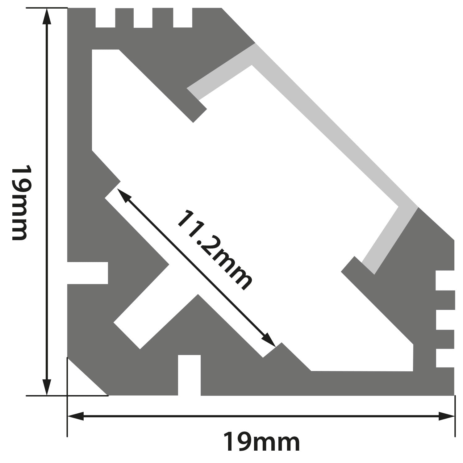 LYYT Aluminium LED Tape Profile 45° Angle 2m Translucent