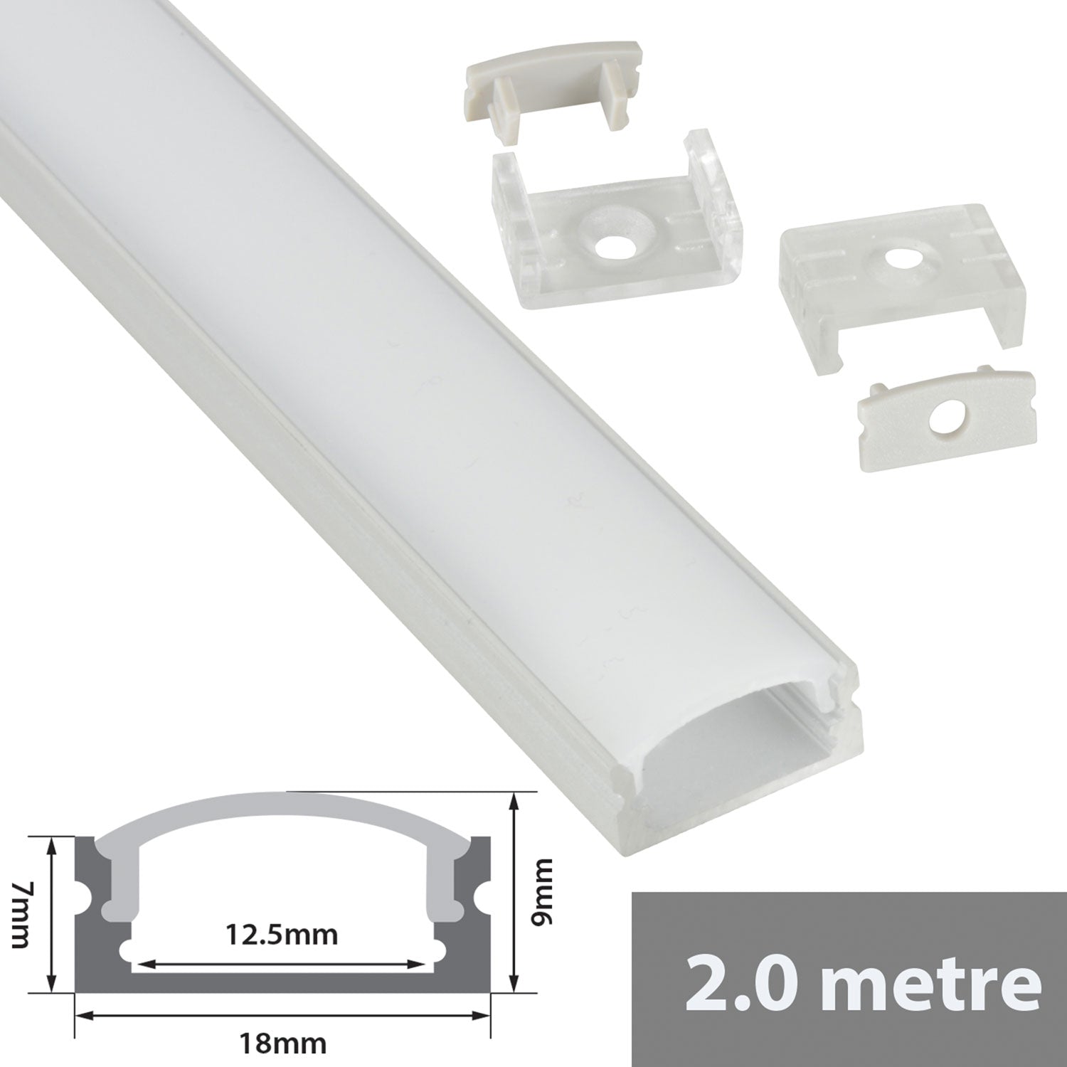 LYYT Aluminium LED Tape Profile Short Crown 2m Frosted - view 2