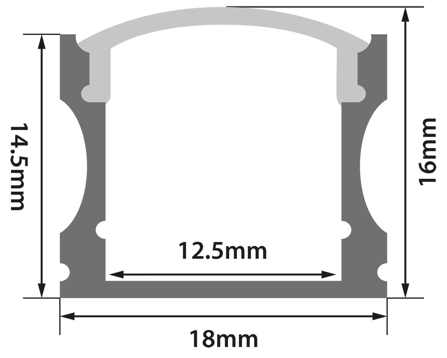 LYYT Aluminium LED Tape Profile Tall Crown 2m