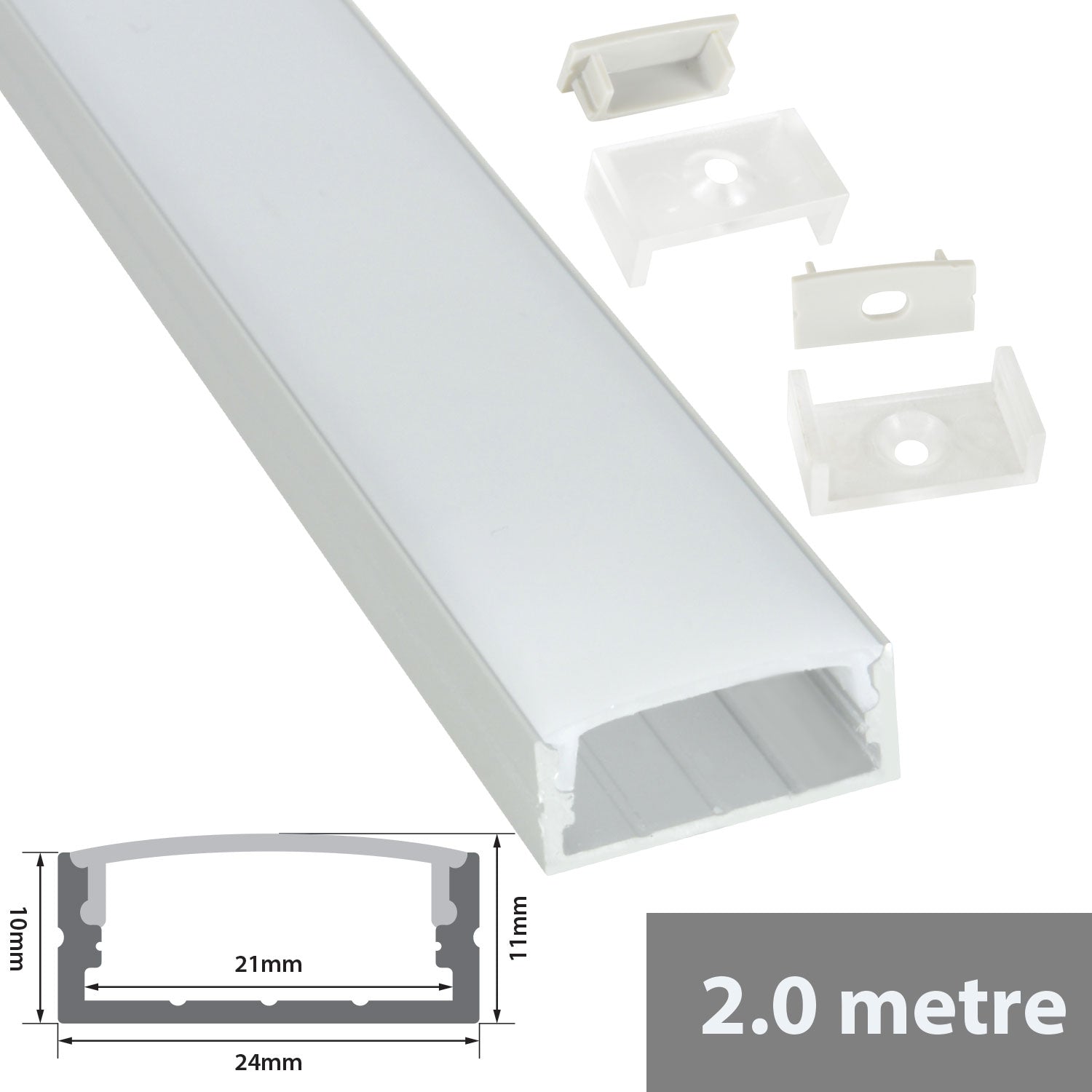 LYYT Aluminium LED Tape Profile Wide Crown 2m Frosted - view 2