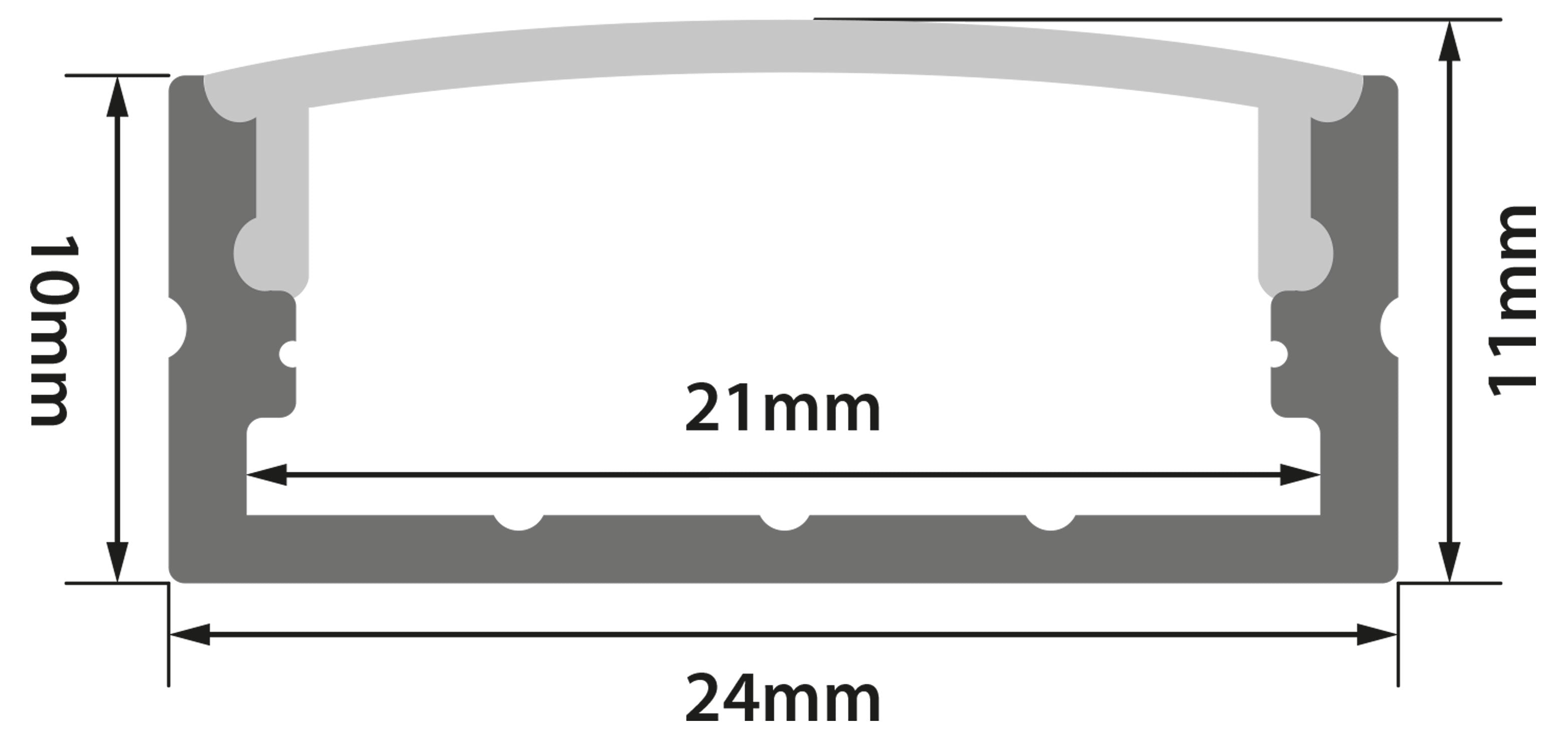 LYYT Aluminium LED Tape Profile Wide Crown 2m Frosted