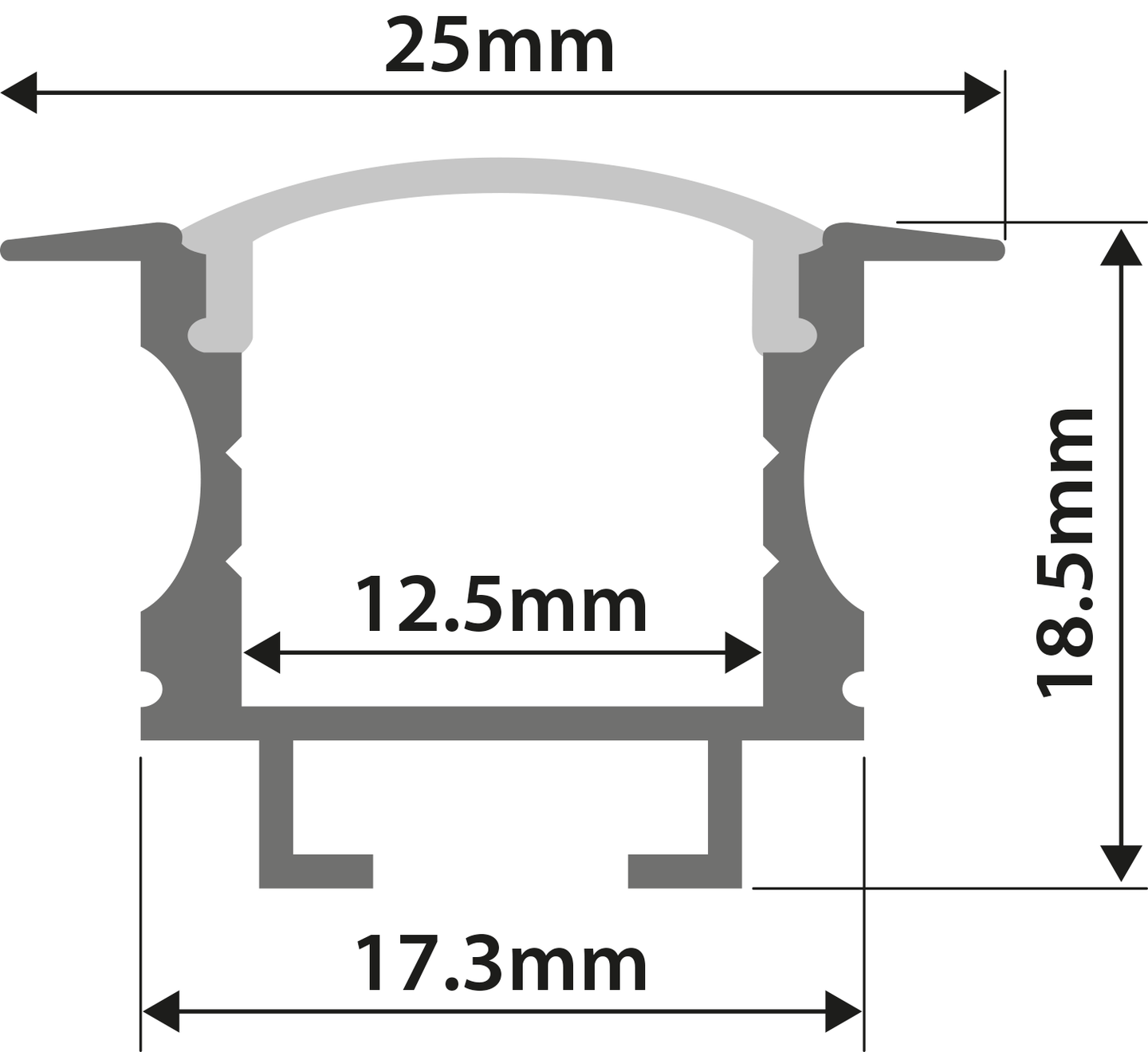 LYYT Aluminium LED Tape Profile T Insert 1m