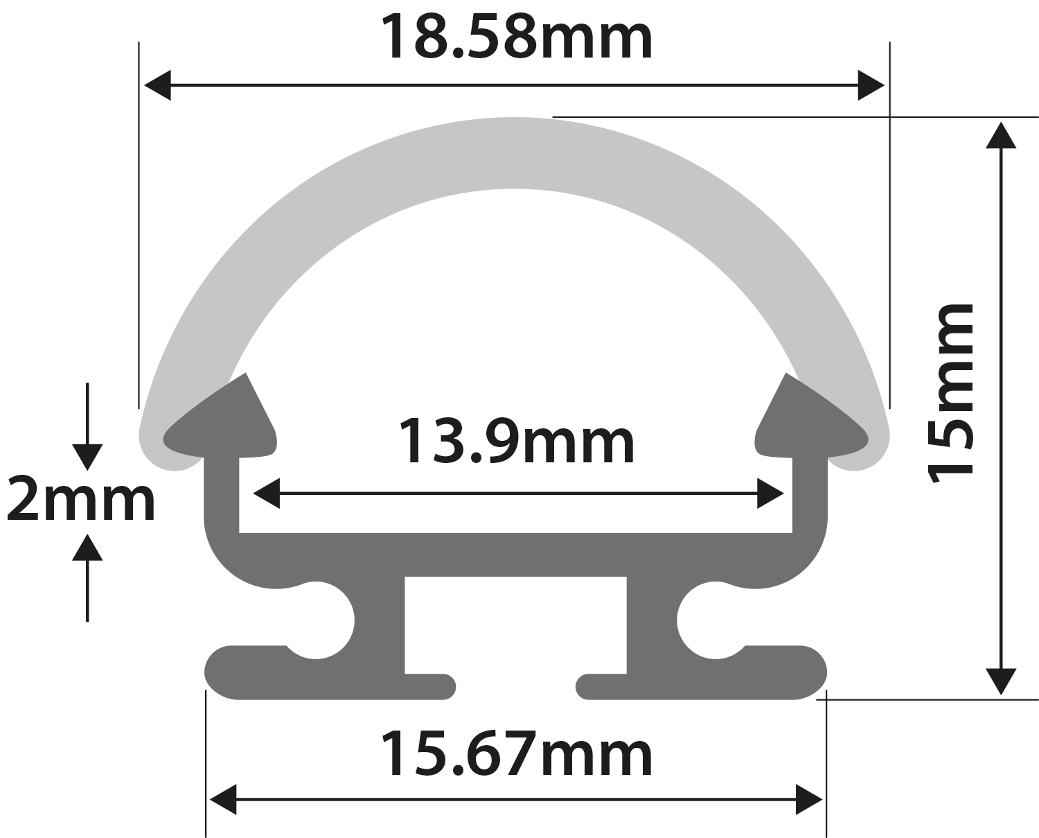 LYYT Aluminium LED Tape Profile D Section 2m
