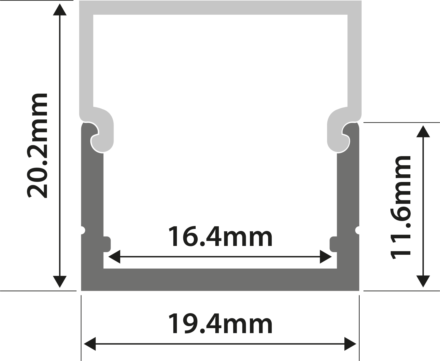 LYYT Aluminium LED Tape Profile Box Section 2m