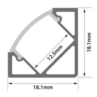 LYYT Aluminium LED Tape Profile 45° Angle 1m Clear