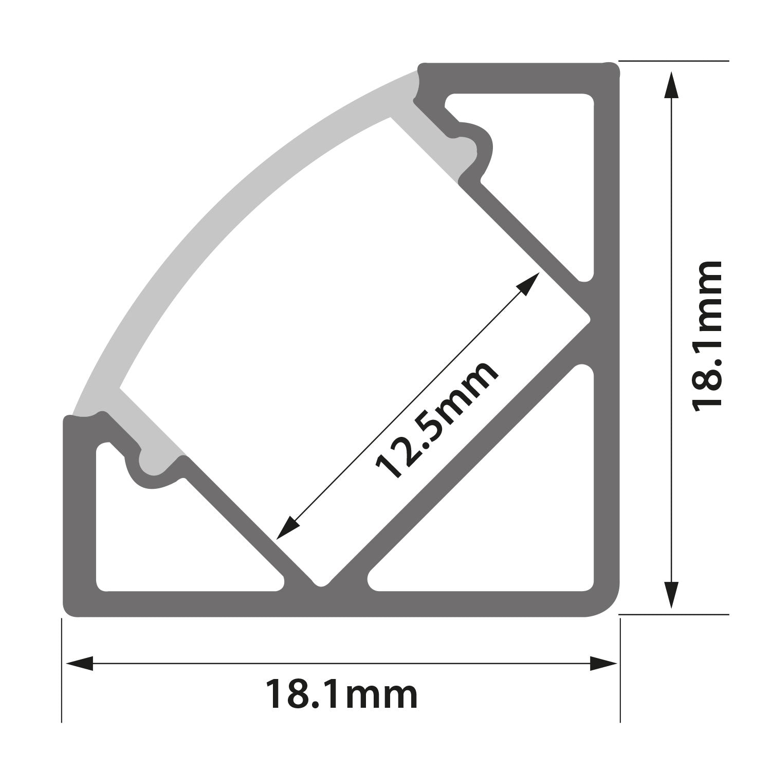 LYYT Aluminium LED Tape Profile 45° Angle 1m Clear