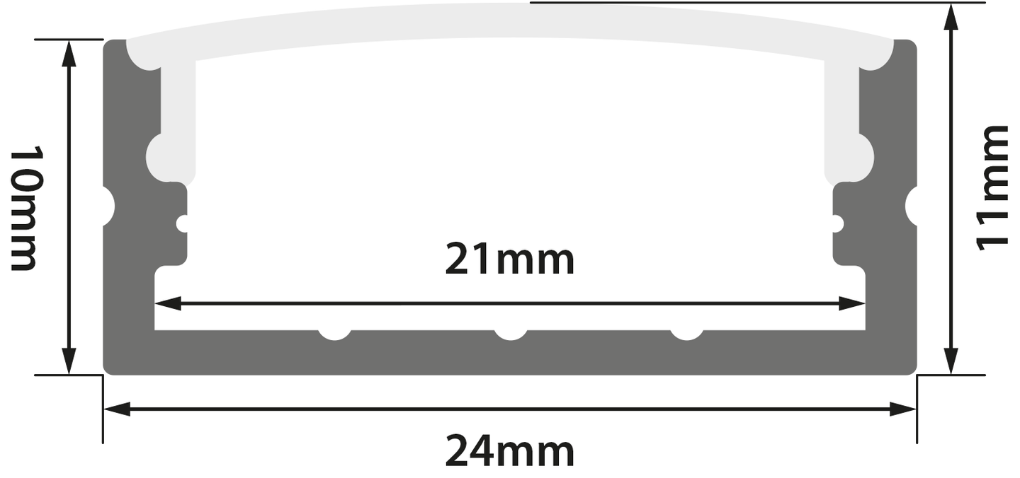 LYYT Aluminium LED Tape Profile Wide Crown 1m Clear