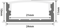 LYYT Aluminium LED Tape Profile Wide Crown 1m Clear