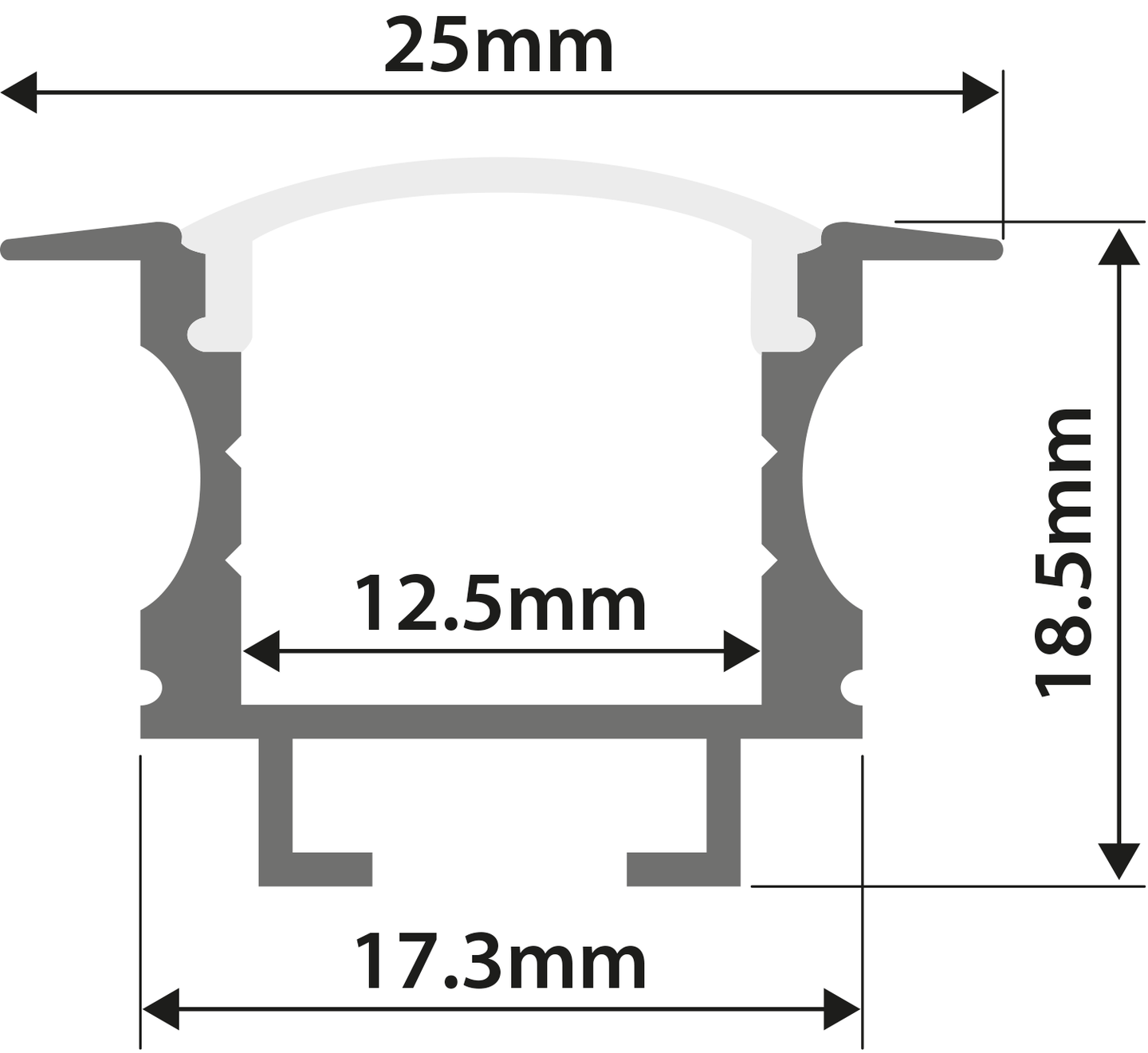 LYYT Aluminium LED Profile T Insert 1m - Clear Cover