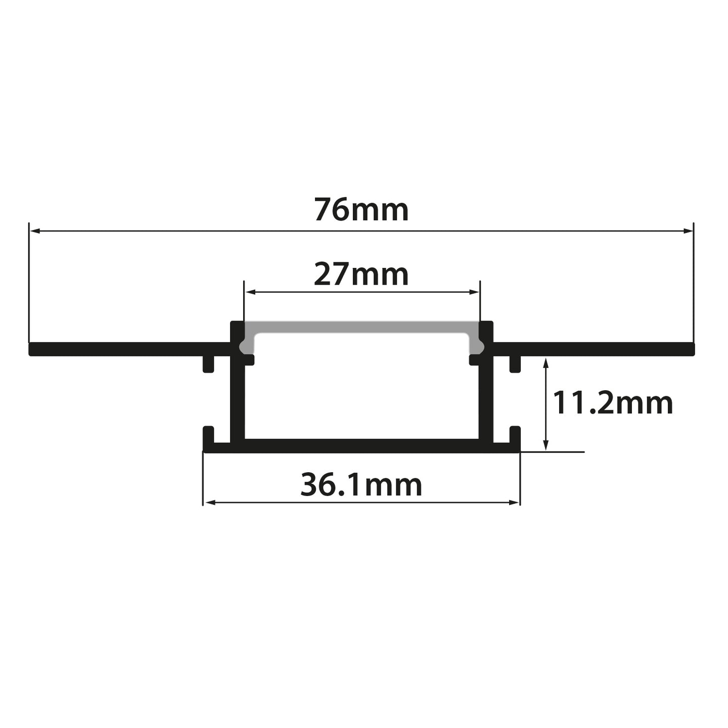 LYYT Wide Flush Mount Plaster In 1m