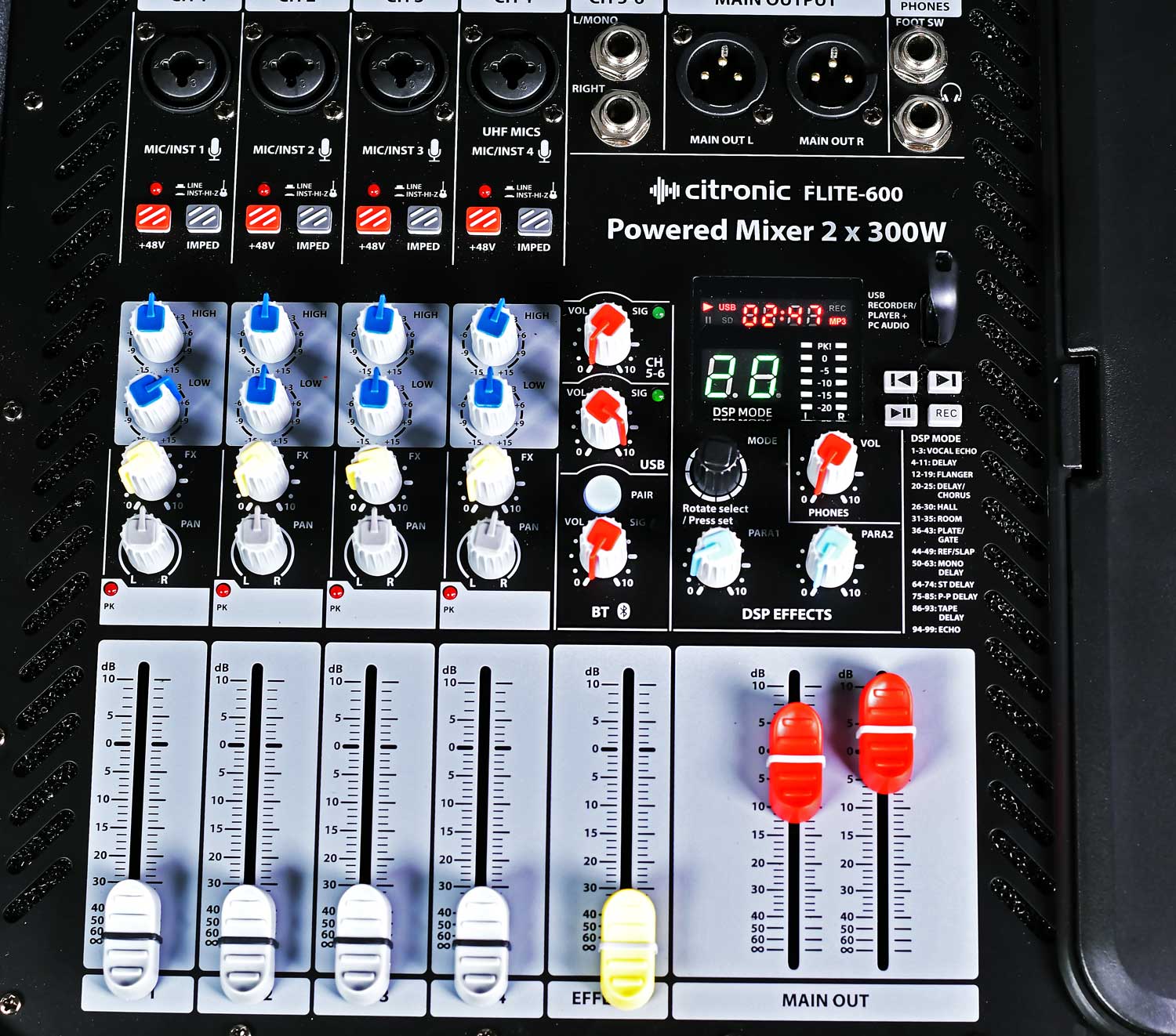 Citronic FLITE-600 Powered Mixer + 2 UHF Microphones + DSP - view 3