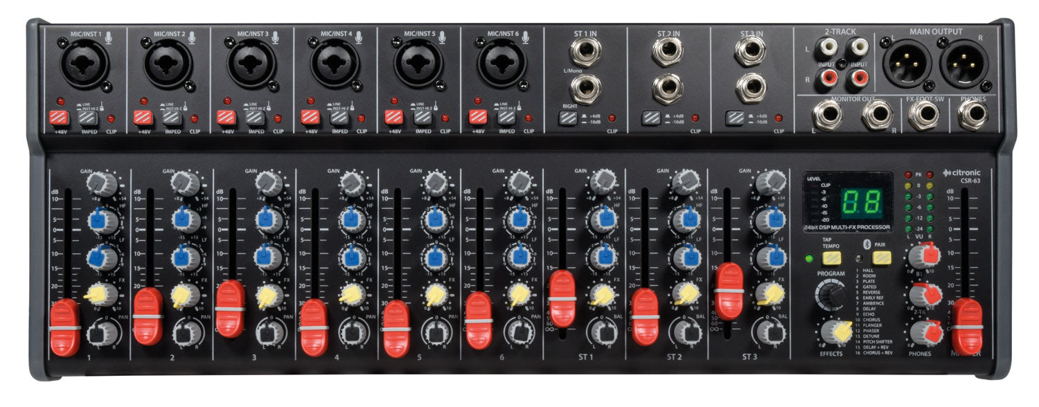 Citronic CSR-63 Rack-mountable Mixer 9 Channel with DSP+BT