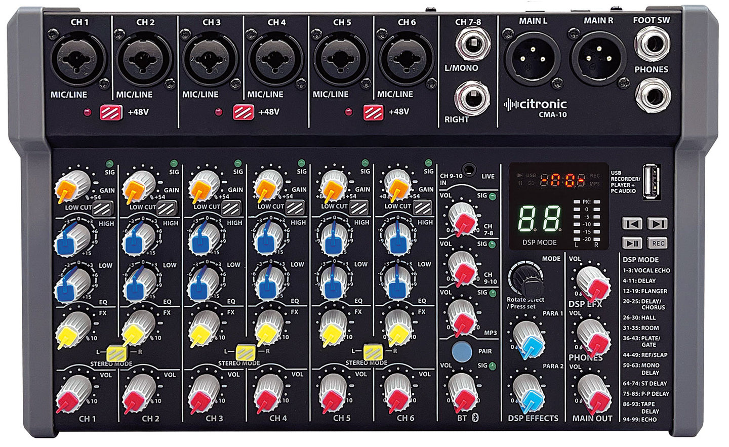 Citronic CMA-10 Compact Mixer with DSP FX and BT/USB