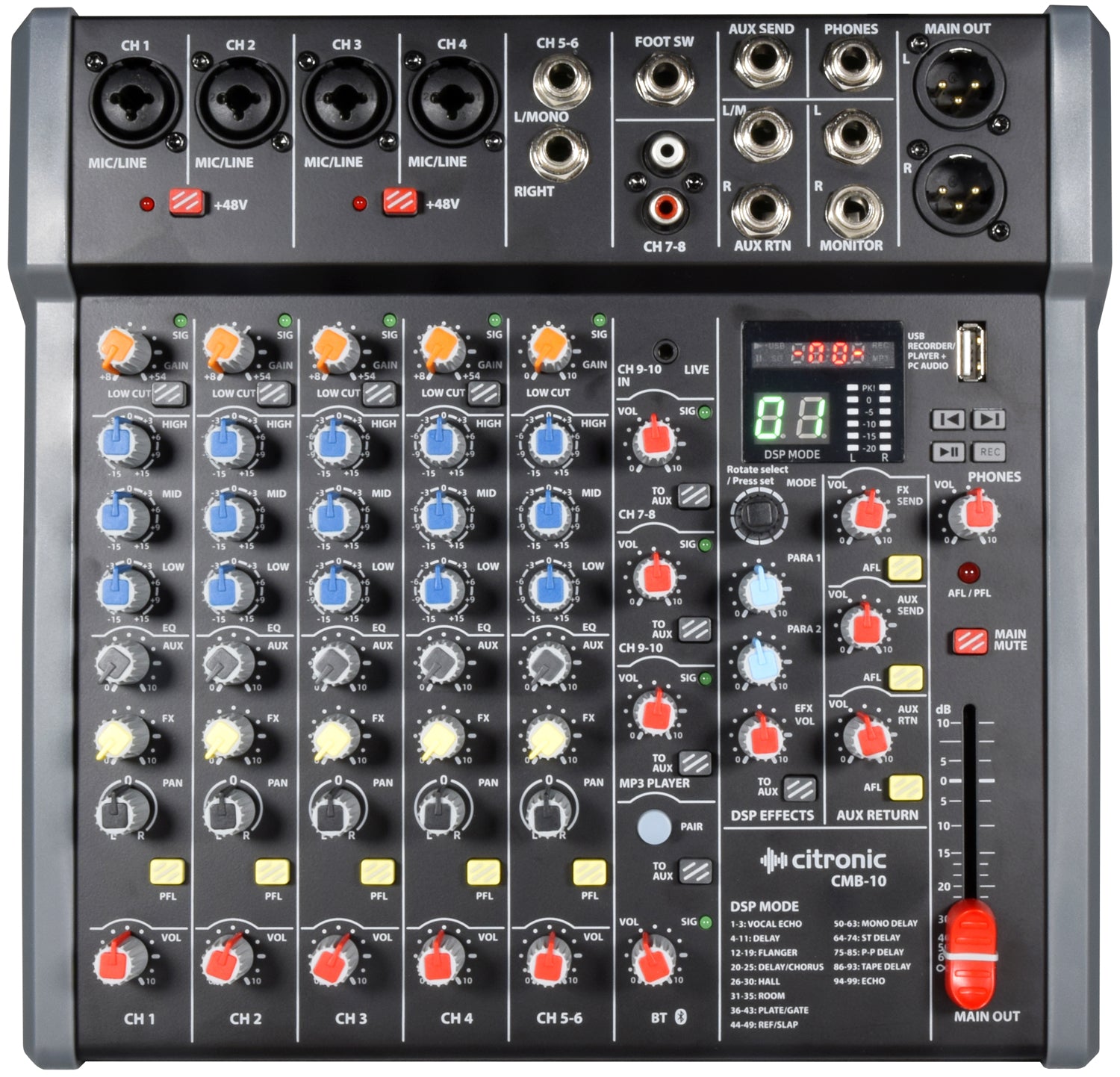 Citronic CMB-10 Mixing Console with DSP + USB/PC/BT Player