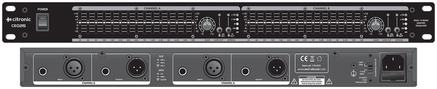 Citronic CEQ215 2 x 15-band graphic EQ - view 4