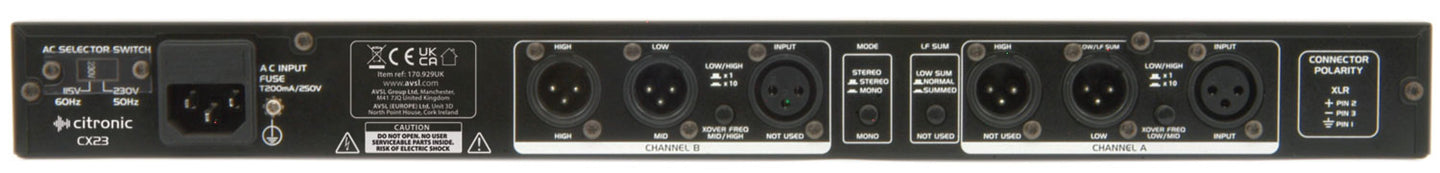 Citronic CX23 active crossover - stereo 2-way / mono 3-way