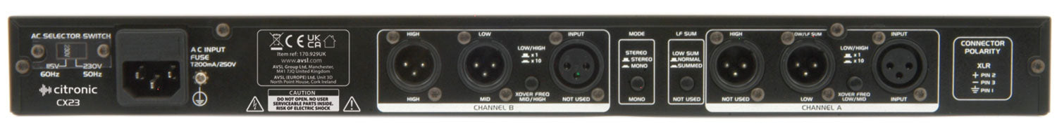 Citronic CX23 active crossover - stereo 2-way / mono 3-way