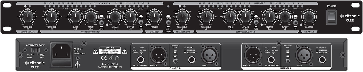 Citronic CL22 stereo compressor/limiter/gate - view 4