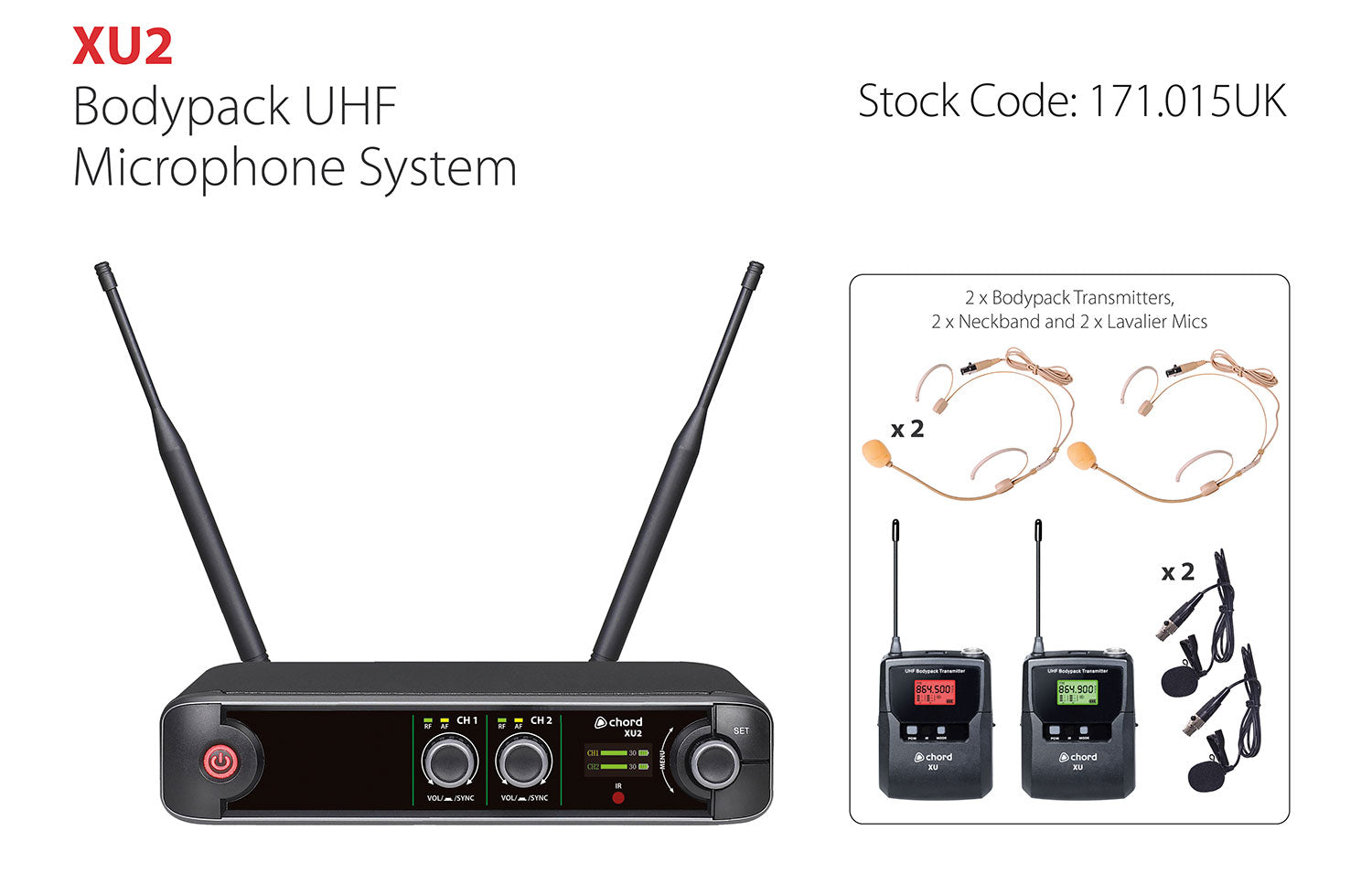 Chord XU2 Dual Bodypack UHF Microphone System - view 6