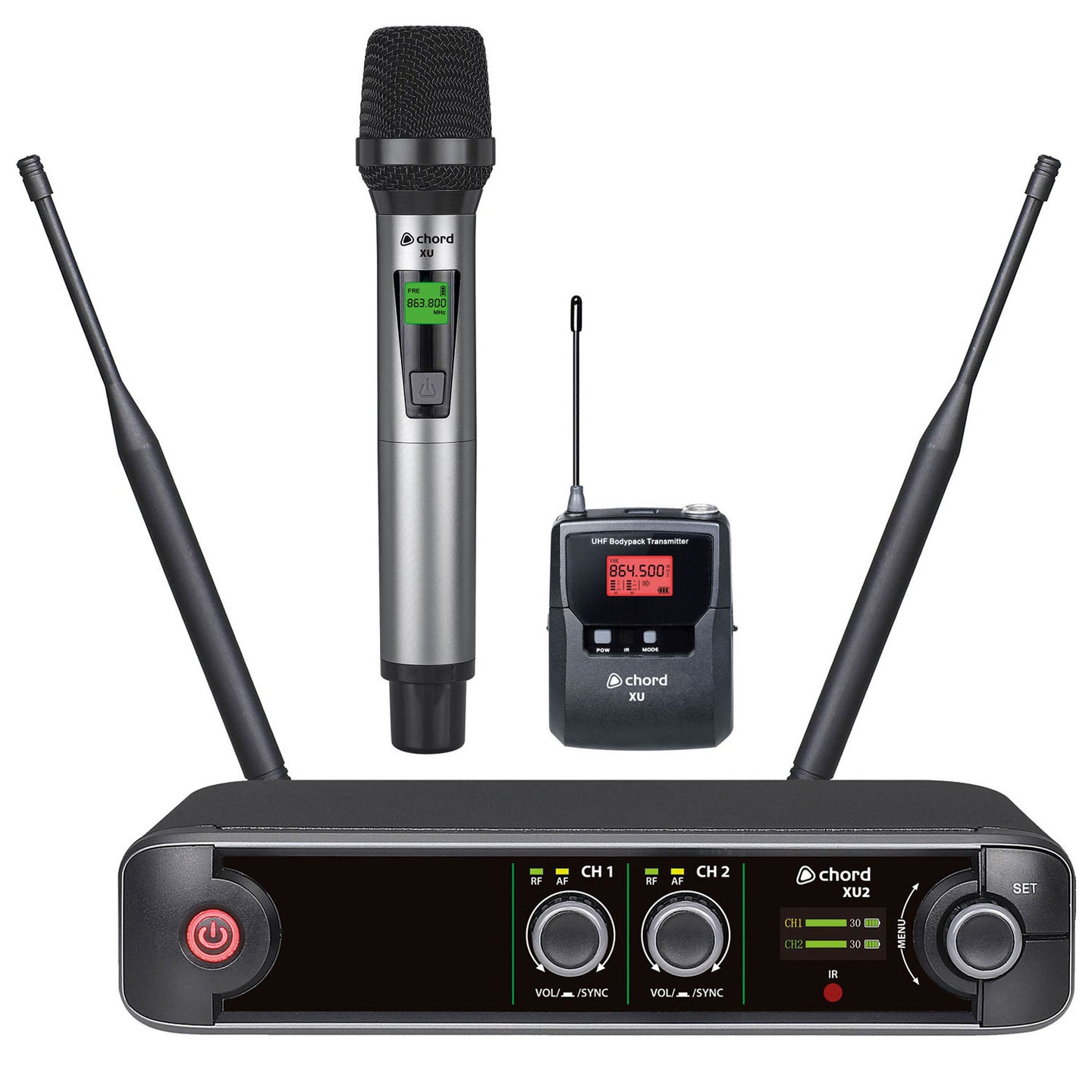 Chord XU2 Dual Combo UHF Microphone System 1 Handheld + 1 Bodypack