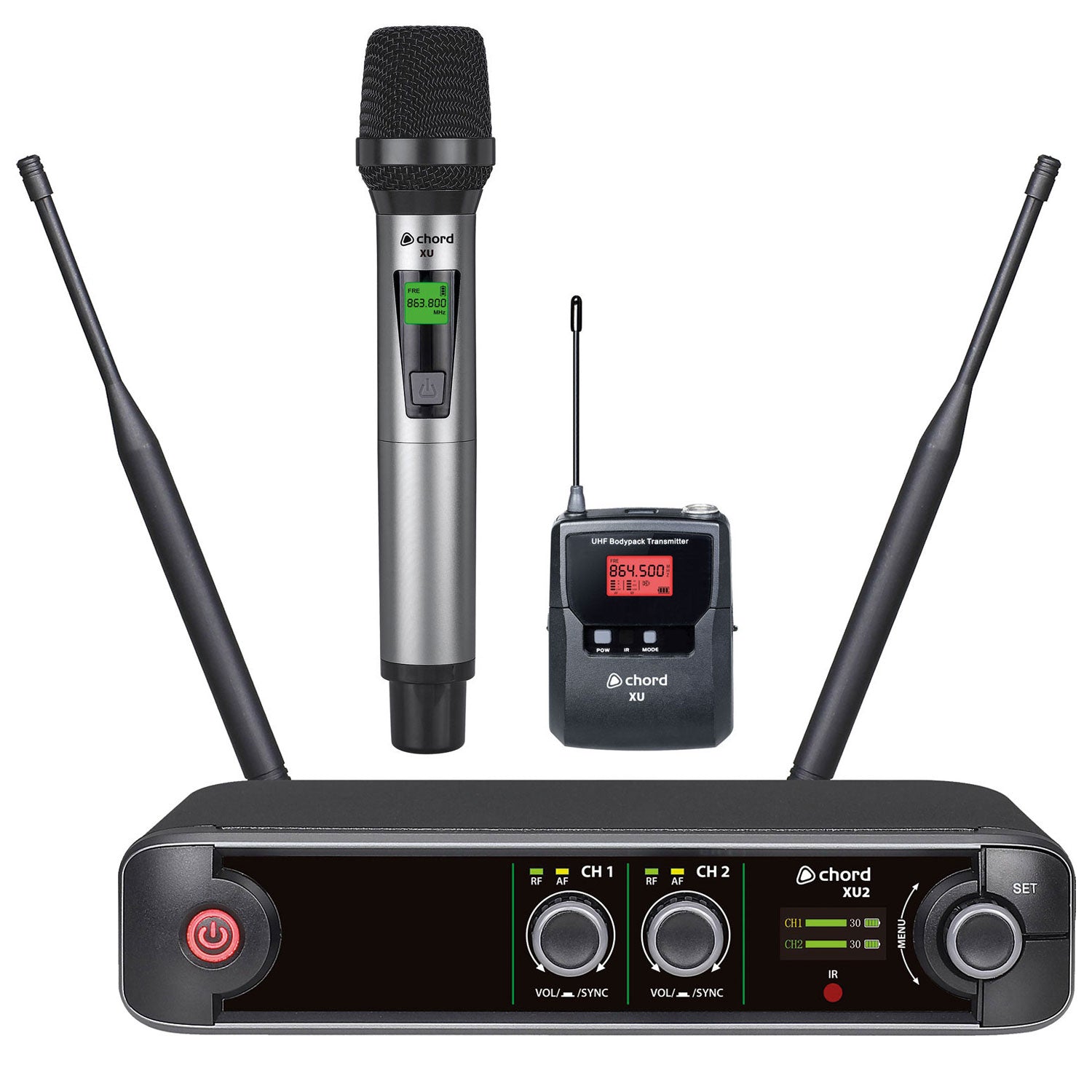 Chord XU2 Dual Combo UHF Microphone System 1 Handheld + 1 Bodypack