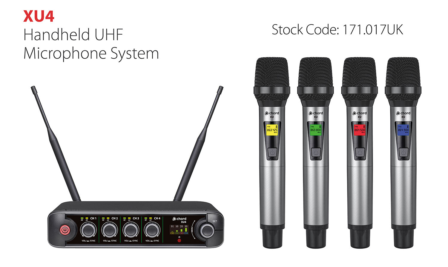 Chord XU4 Quad Handheld UHF Microphone System - view 2