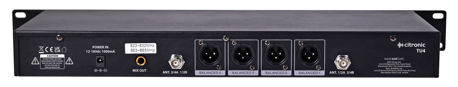 Citronic TU4 Quad PLL Mic Set 4 x Handheld Transmitters - view 3