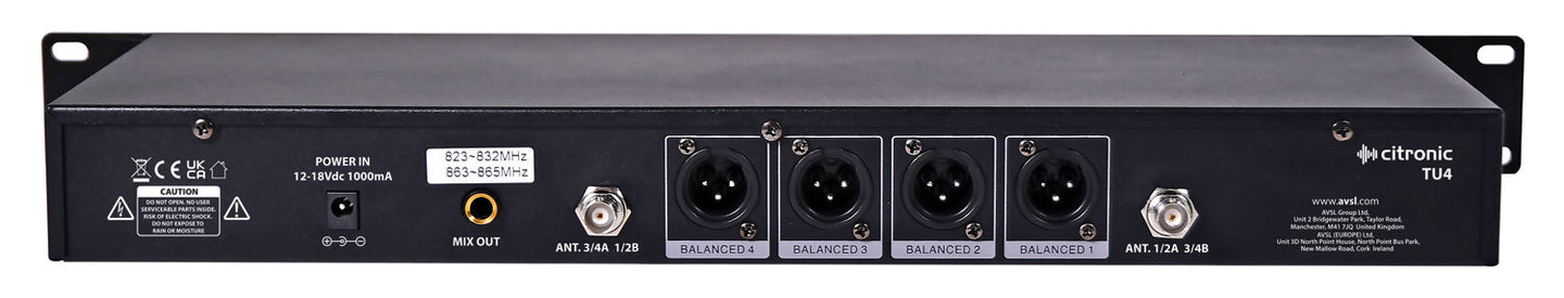 Citronic TU4 Quad PLL Mic Set 4 x Handheld Transmitters - view 3