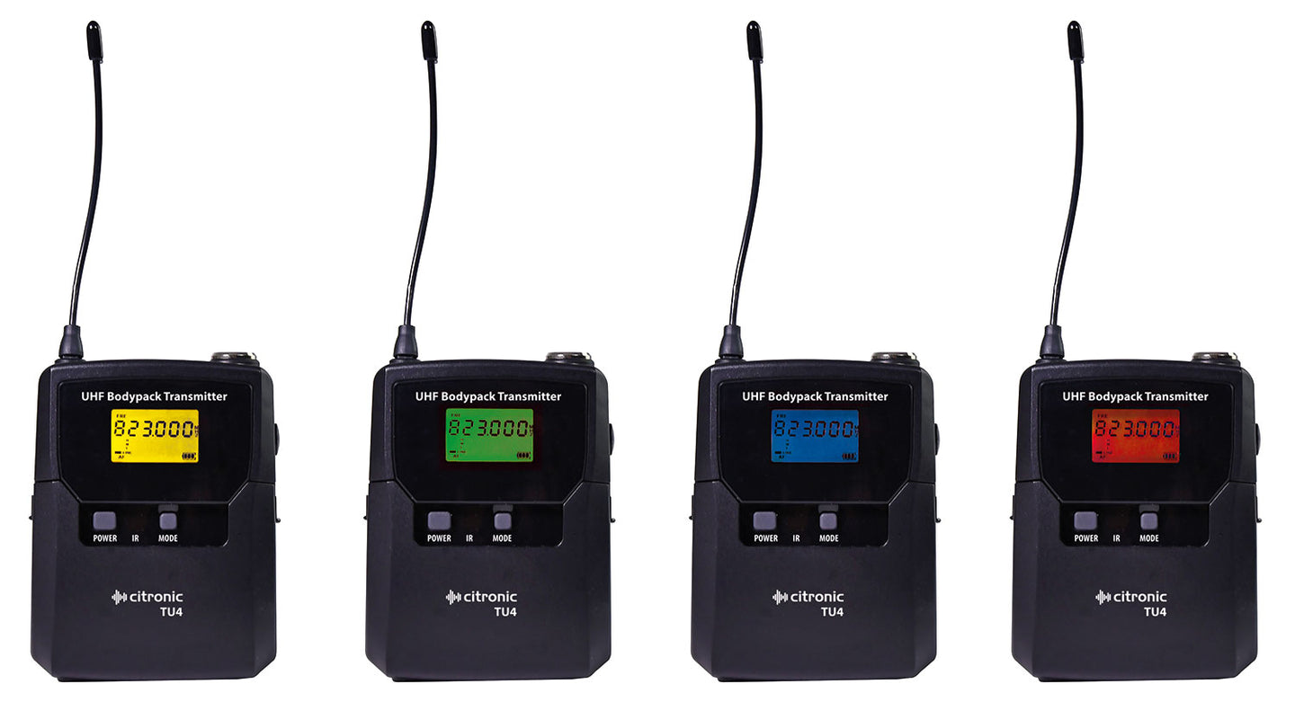 Citronic TU4 Quad PLL Mic Set 4 x Bodypack Transmitters - view 7