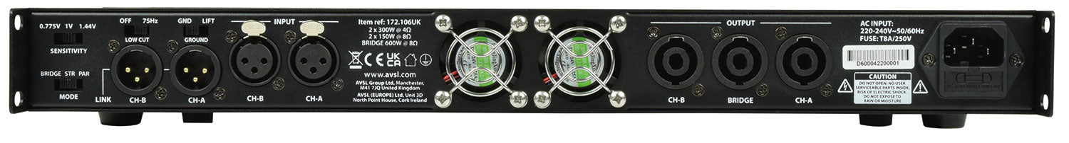 Citronic D600 Class-D Amplifier 2 x 300Wrms - view 2