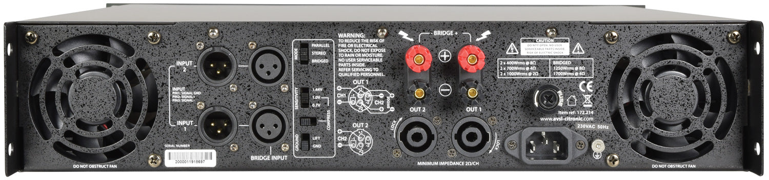Citronic PLX2000 power amplifier, 2 x 700W @ 4 Ohms - view 10