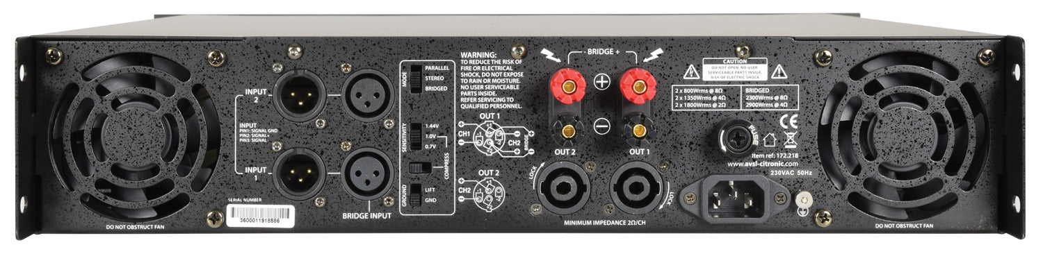 Citronic PLX3600 power amplifier, 2 x 1350W @ 4 Ohms - view 3