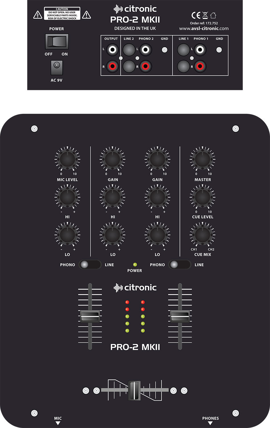 Citronic Pro-2 MKII DJ Mixer 2-Channel - view 7