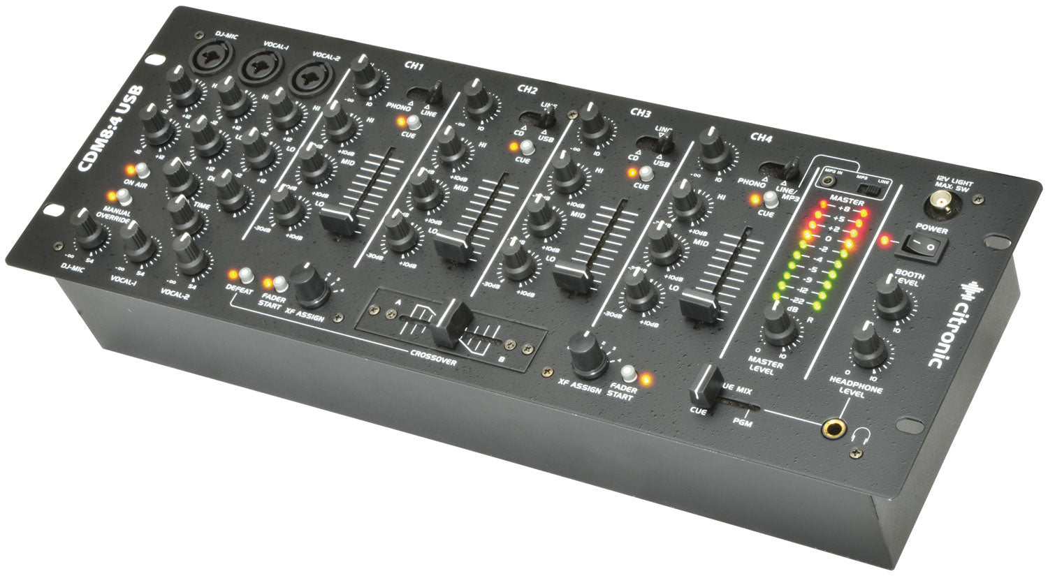Citronic CDM8:4 USB 14 - INPUT 19" RACK DJ MIXER - view 3