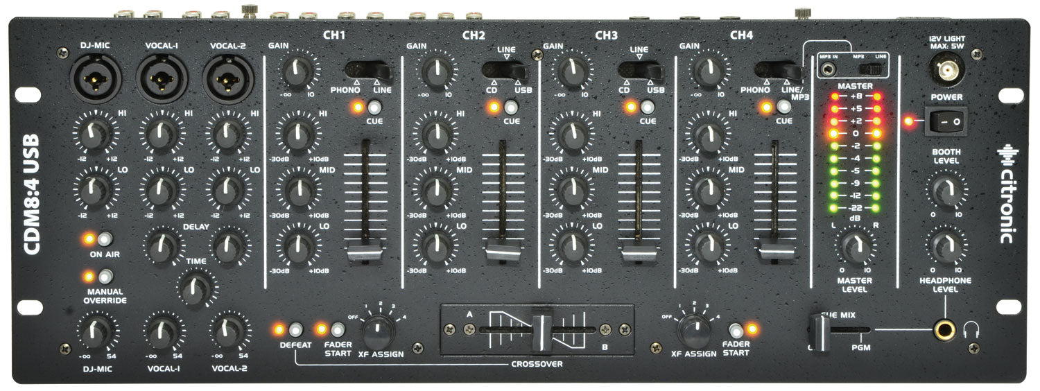 Citronic CDM8:4 USB 14 - INPUT 19" RACK DJ MIXER