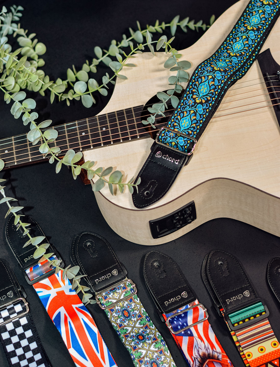 Chord Blue Floral Deluxe Guitar Strap - view 5