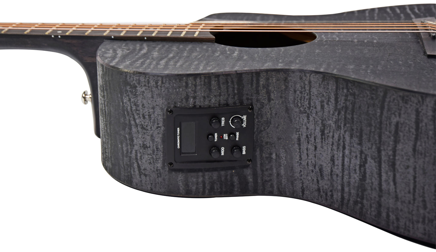 Chord Nomad Electro-Acoustic Guitar  Black Quilted Maple - view 8