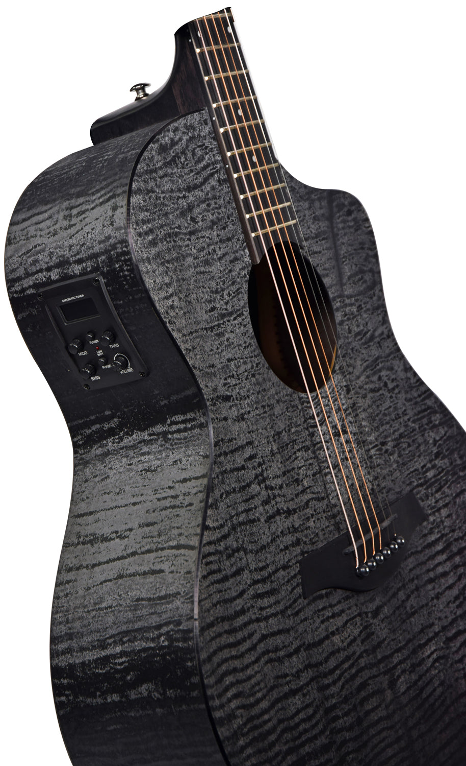 Chord Nomad Electro-Acoustic Guitar  Black Quilted Maple - view 4